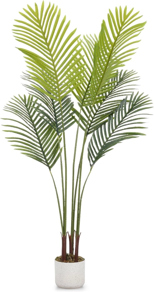 Palma Tropicale Artificiale 130 cm con Foglie in PEVA Verde per Casa e Balcone