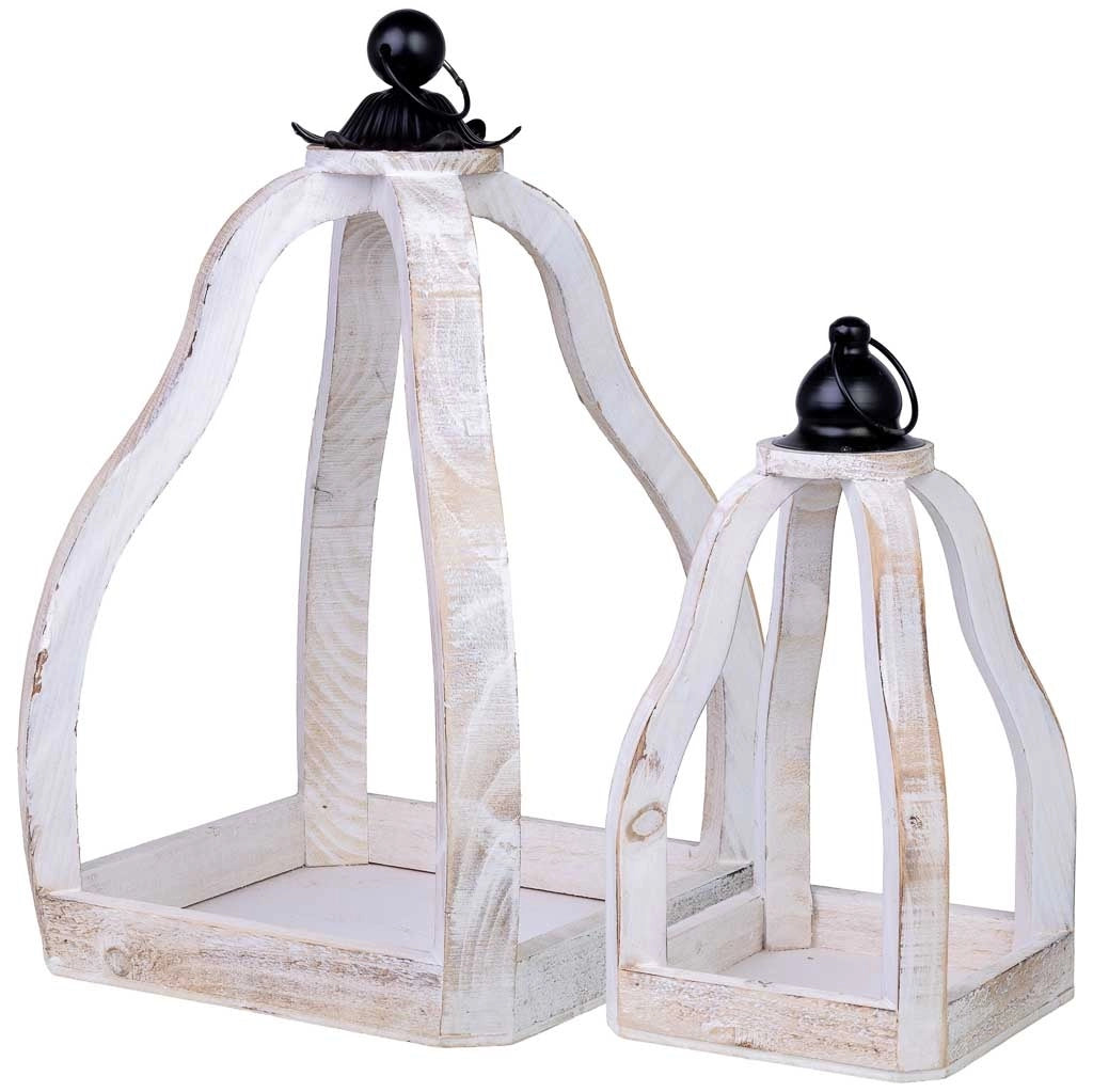 Set di 2 portavasi in legno 29x29x49h-18x18x34h cm