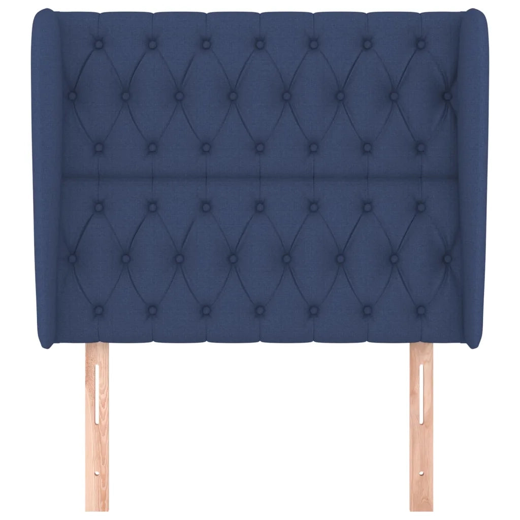 Testiera ad Orecchio-Testata con Orecchie Blu 93x23x118/128 cm in Tessuto 999783