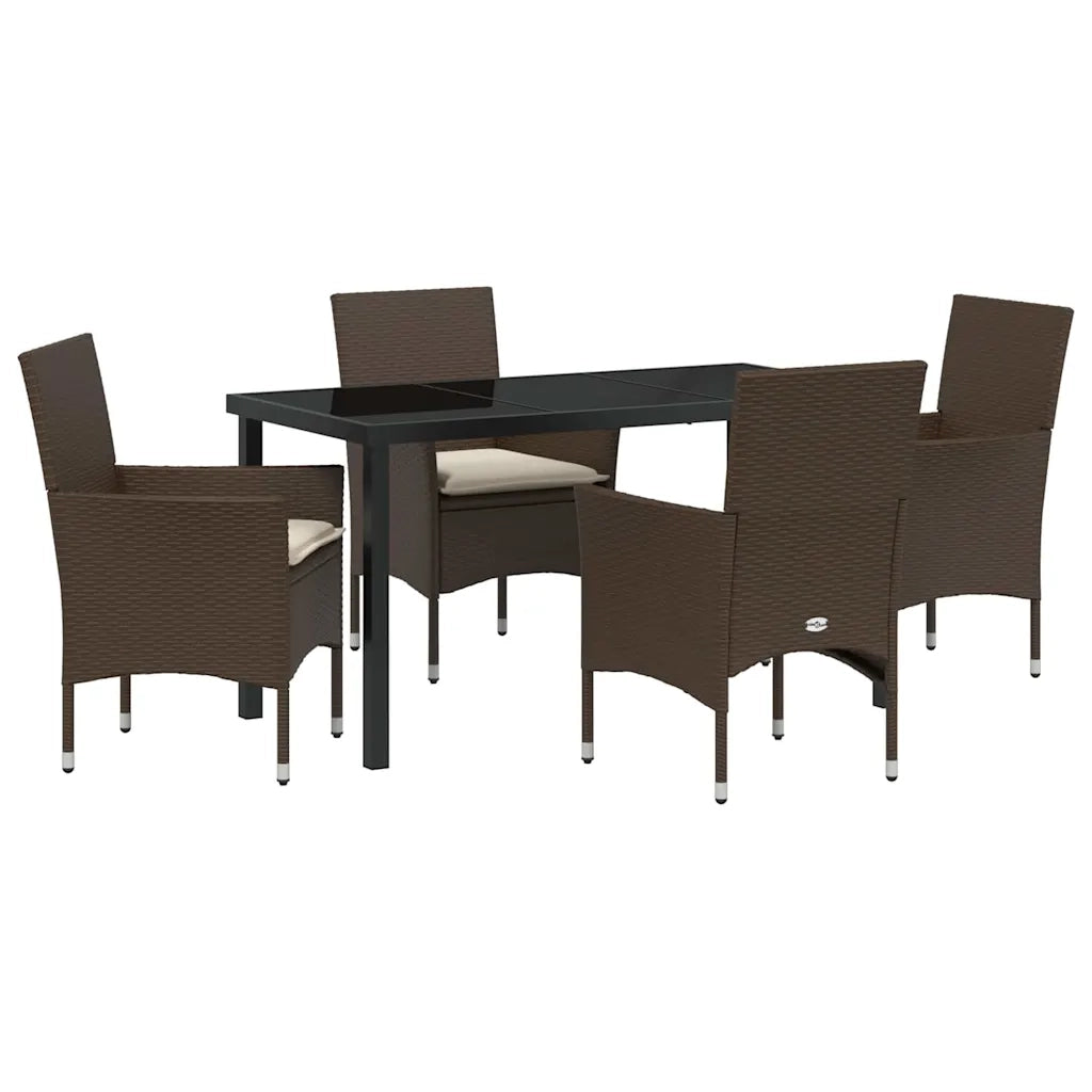 Set da Pranzo per Giardino con cuscino 5 pcs Marrone polyrattan 3379781