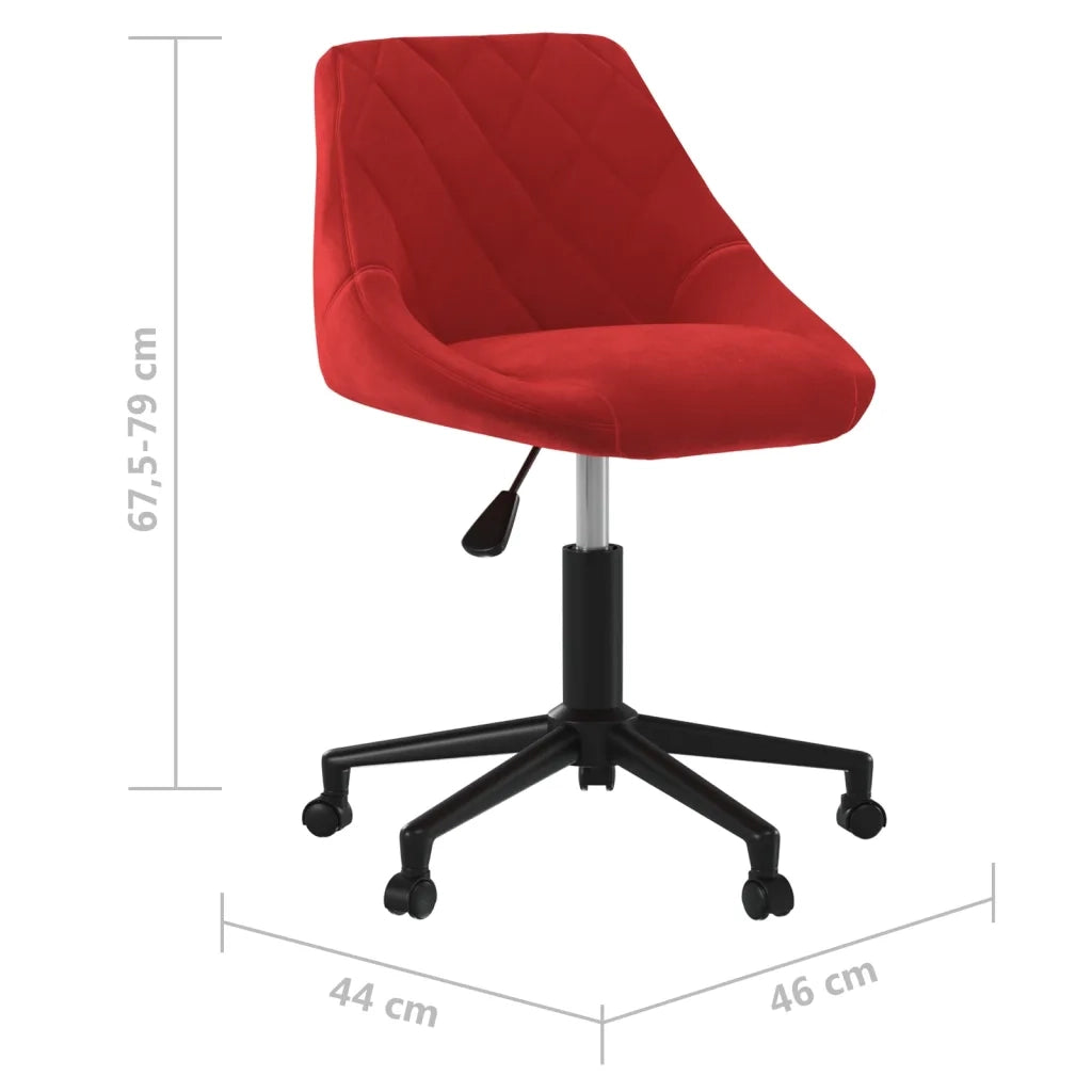 Sedia Girevole da Ufficio Rosso Vino in Velluto