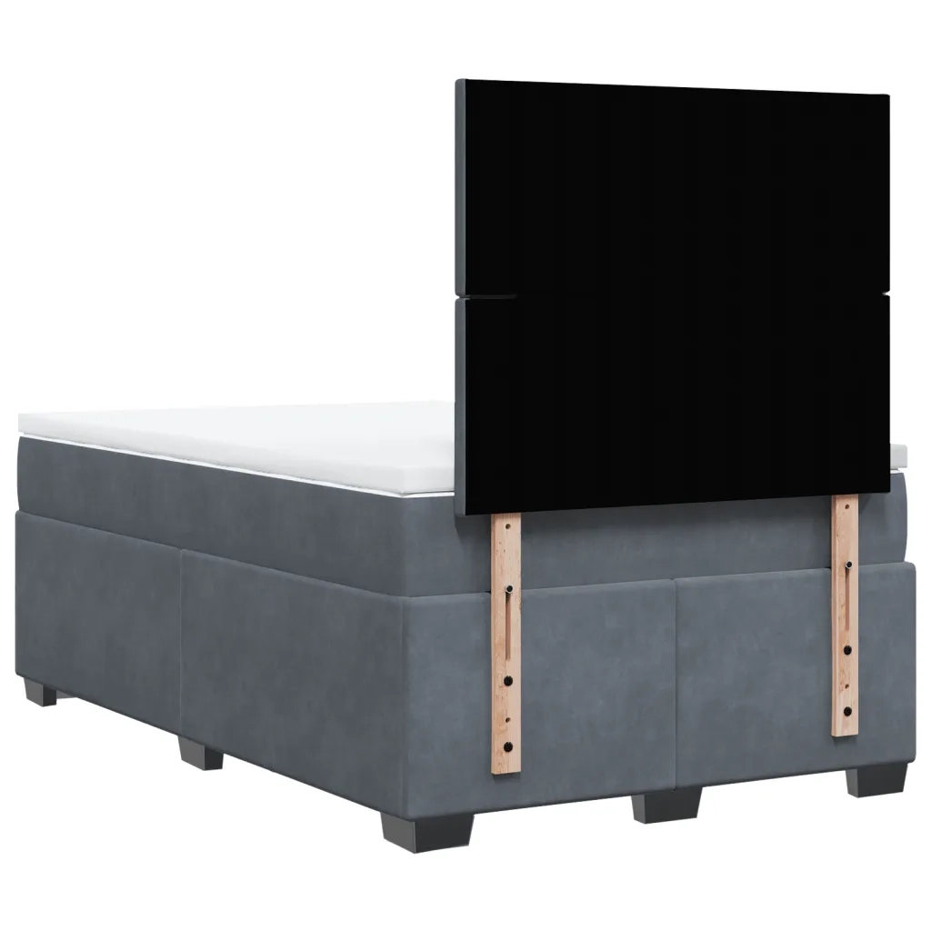 Giroletto a Molle con Materasso Grigio Scuro 120x200 cm Velluto
