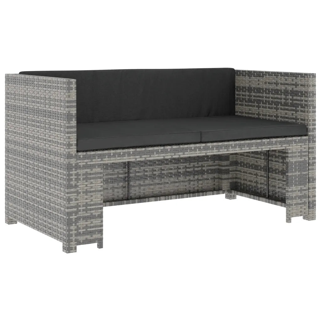 Set Divani da Giardino 5 pz | Set Salotto da Giardino con Cuscini in Polyrattan Grigio