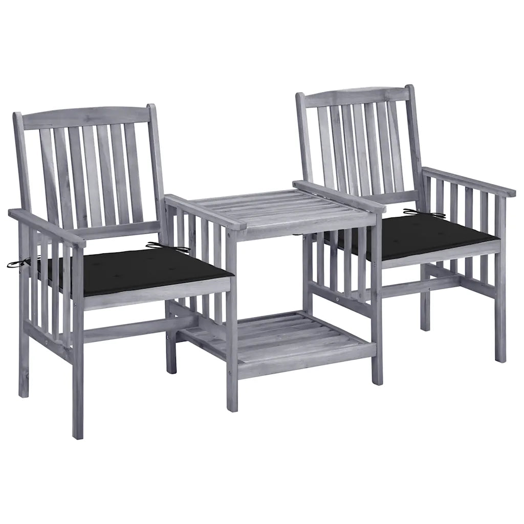 Sedie da Giardino con Cuscini e Tavolino in Massello di Acacia cod mxl 58364