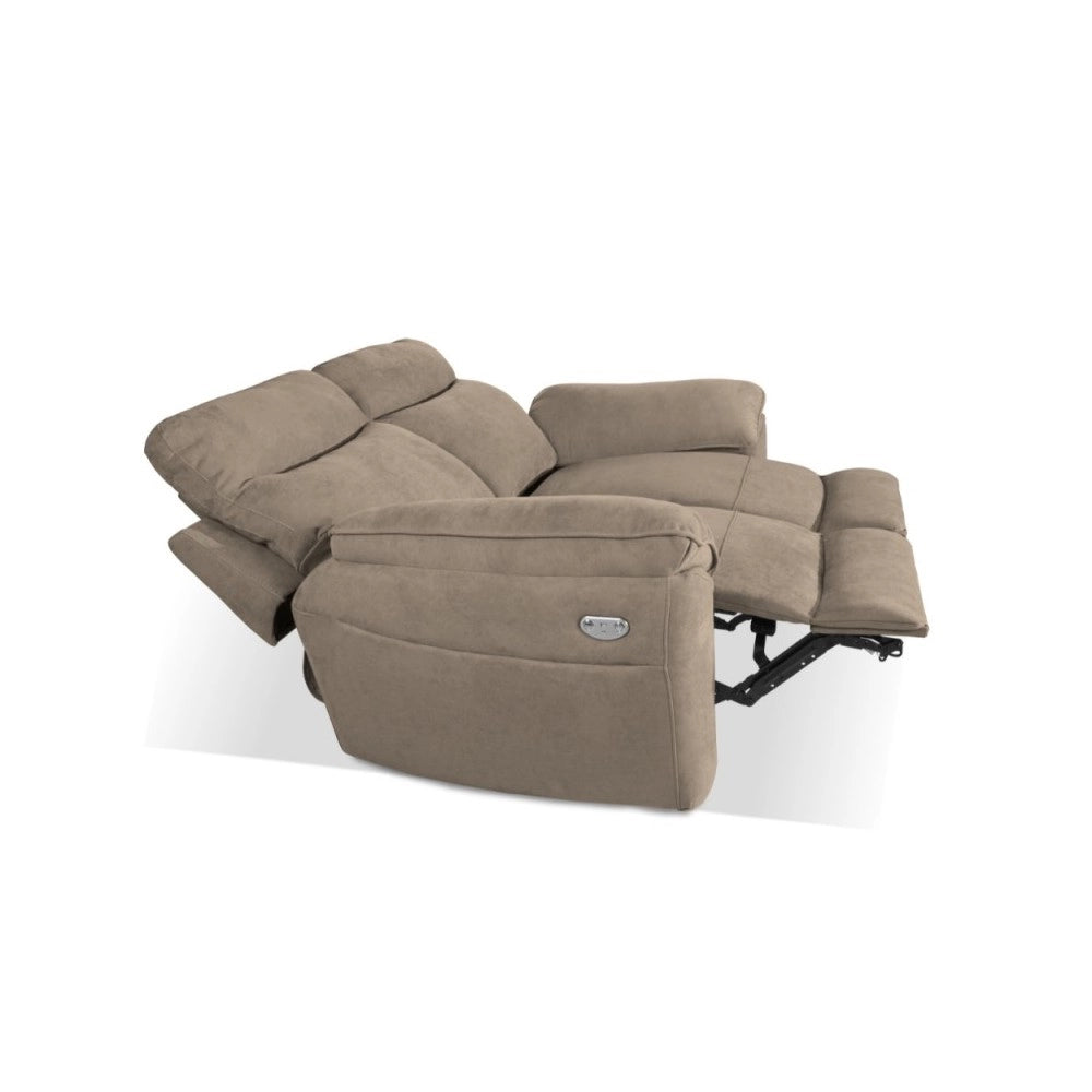 Divano 2 posti recliner elettrico tessuto cappuccino Boston 160x100x102H