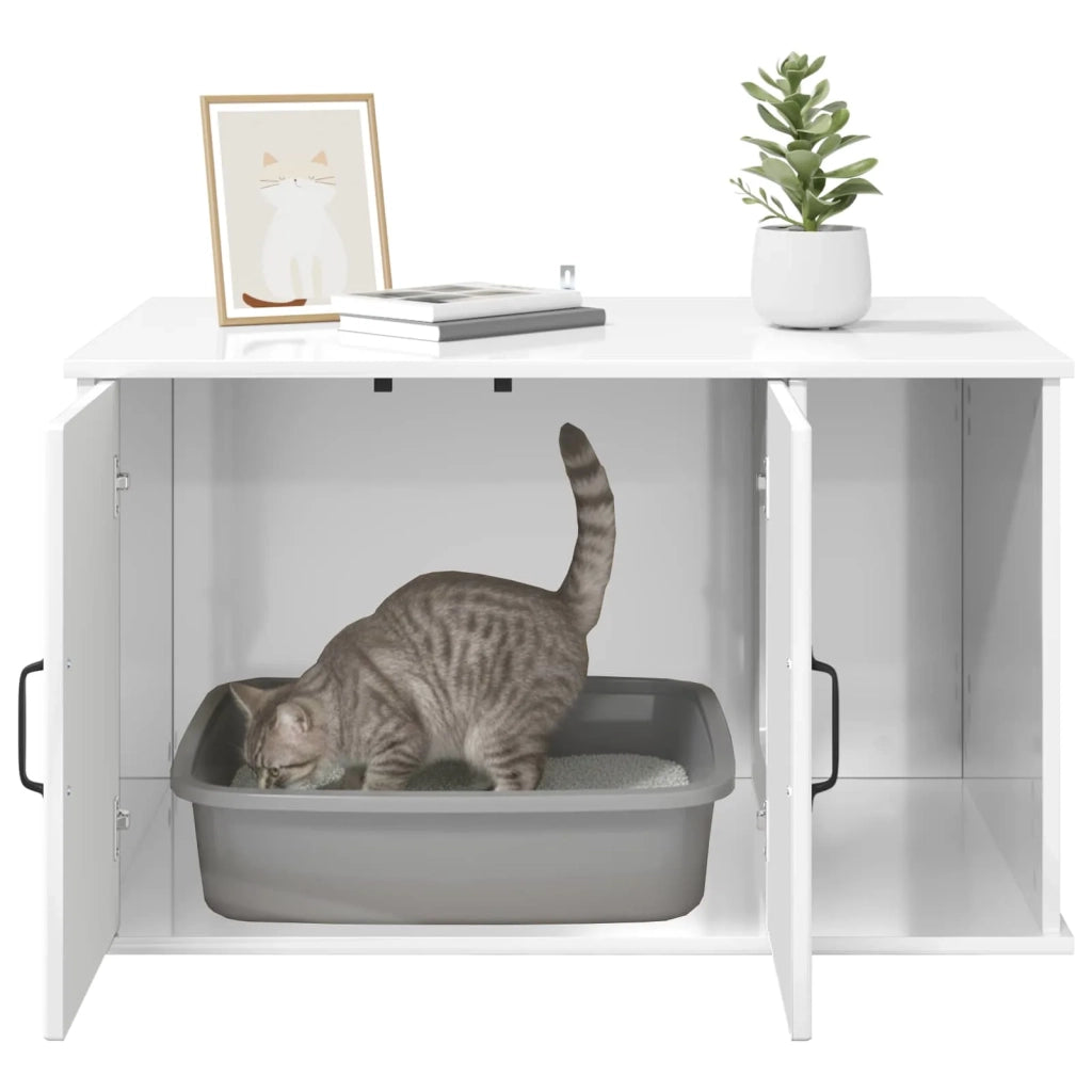 Casa per Gatti Bianco Lucido 85 x 55 x 50 cm Legno multistrato CFW3957456