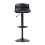 Sgabello da bar girevole con altezza regolabile e schienale ergonomico in metallo e rivestimento imbottito nero