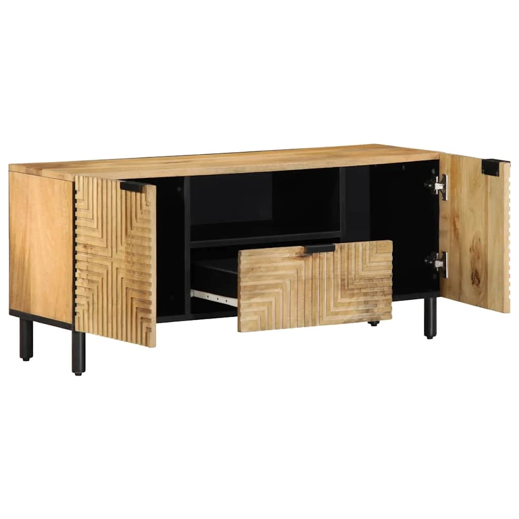 Mobile TV dal design moderno con ampio spazio di archiviazione 105 x 33 x 46 cm in legno di mango marrone 02_0057737