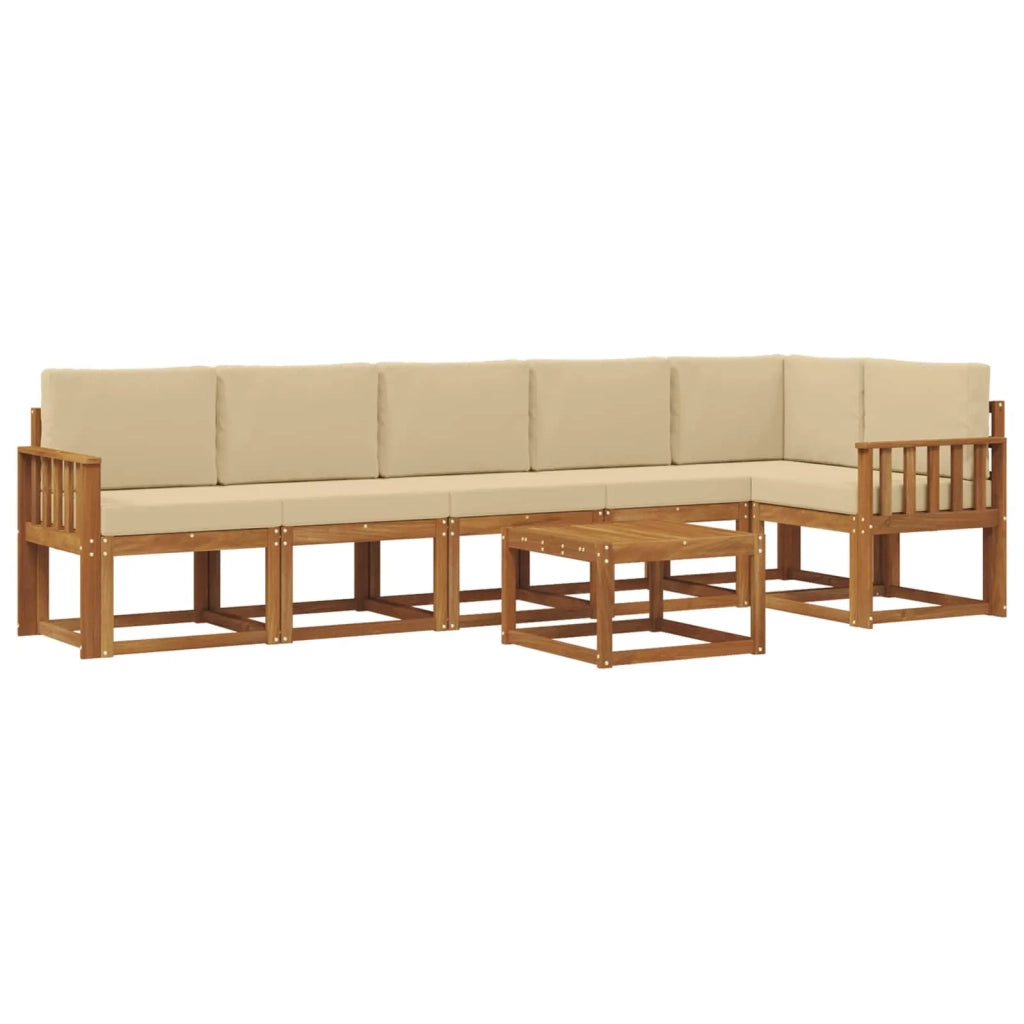 Set di divani da esterno con cuscino 7 pcs Naturale e Beige