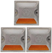 Segnalazione di lavoro 3 pezzi - Riflettori - Alluminio - Riflettente multi - Resistente alla pressione - 10x10x5,5 cm - Riflettore