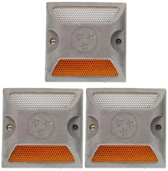 Segnalazione di lavoro 3 pezzi - Riflettori - Alluminio - Riflettente multi - Resistente alla pressione - 10x10x5,5 cm - Riflettore