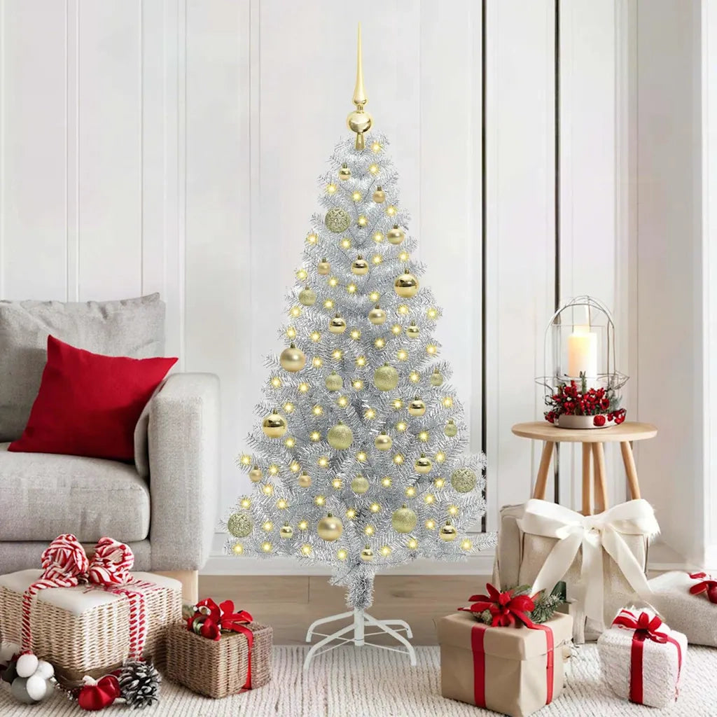 Albero di Natale con 150 LED con supporto Argento 150 cm PET 3396665