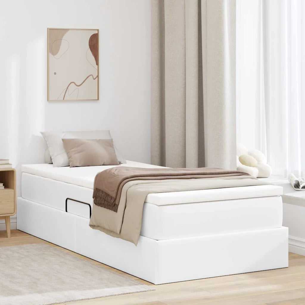Letto con contenitore e materasso Bianco 100 x 200 cm