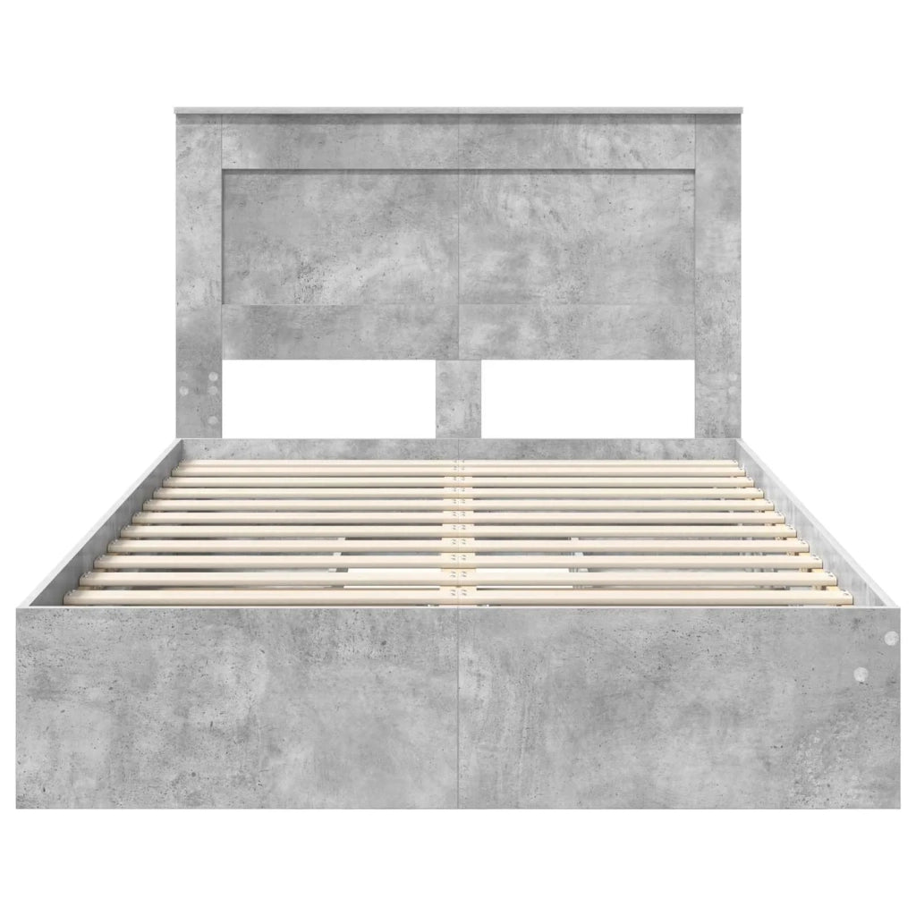 Letto con Contenitore con testiera Grigio cemento 135 x 190 cm