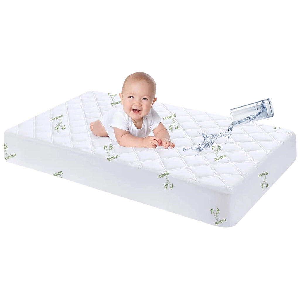 Coprimaterasso Neonati Impermeabile Trapuntato Lettino Culla 60x120 Cm  Antiacaro Micro Traspirante Silenzioso Barriera Liquidi Angoli Elasticizzati SalvaPipi  Bambino Bambù - 2 Pezzi