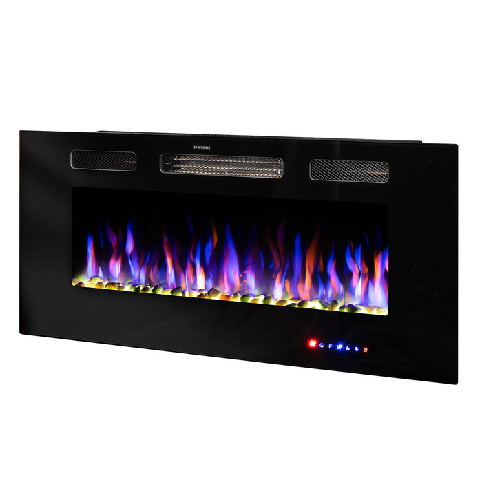 Camino Elettrico da Incasso 54,4x91,5x14 cm Effetto Fiamma 1500W Adeli Nero