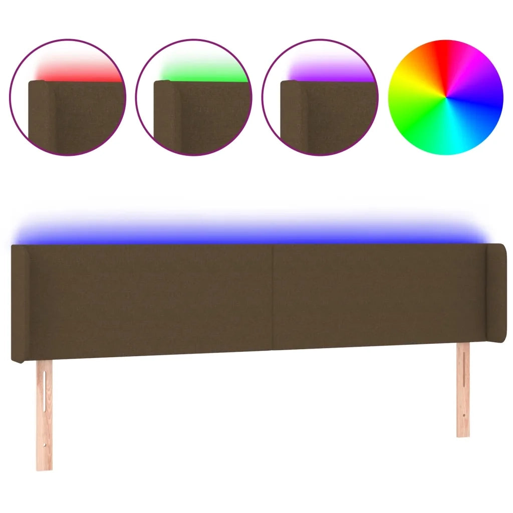 Testiera | Testata a LED Marrone Scuro 163x16x78/88 cm in Tessuto