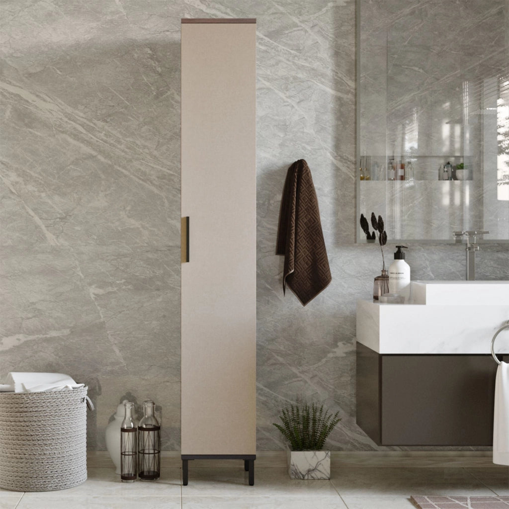 Mobile a Colonna 'Lieto' Armadio da Stoccaggio a 6 Scomparti - Rovere Grigio/Beige [en.casa]