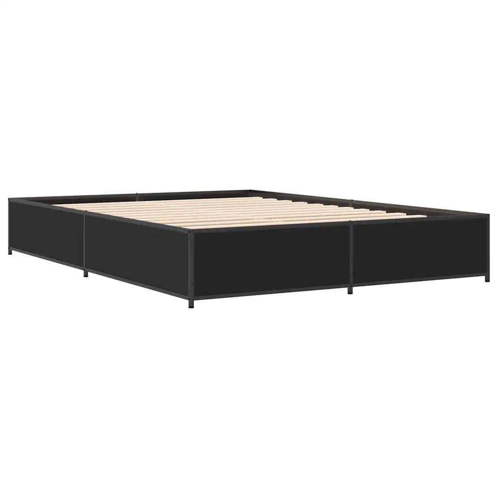 Letto matrimoniale | Letto per adulti | Giroletto Nero 120x190 cm in Legno Multistrato e Metallo