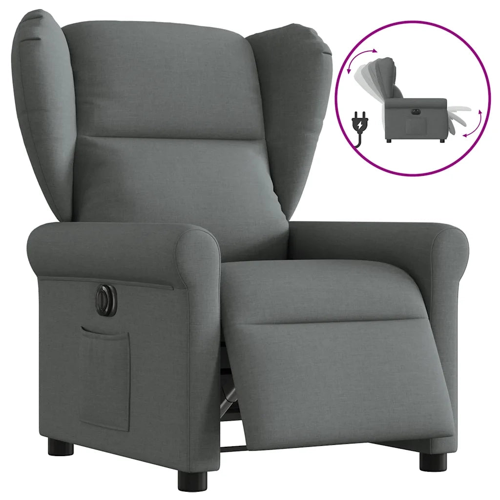 vidaXL Poltrona Elettrica Reclinabile Grigio Scuro in Tessuto