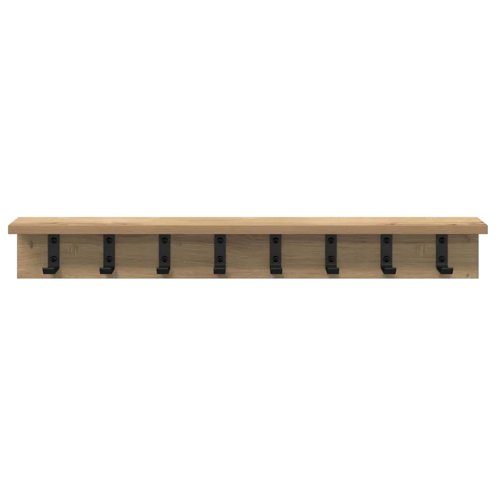 vidaXL Appendiabiti a muro rovere artigianale 80 x 10.5 x 10.5 cm