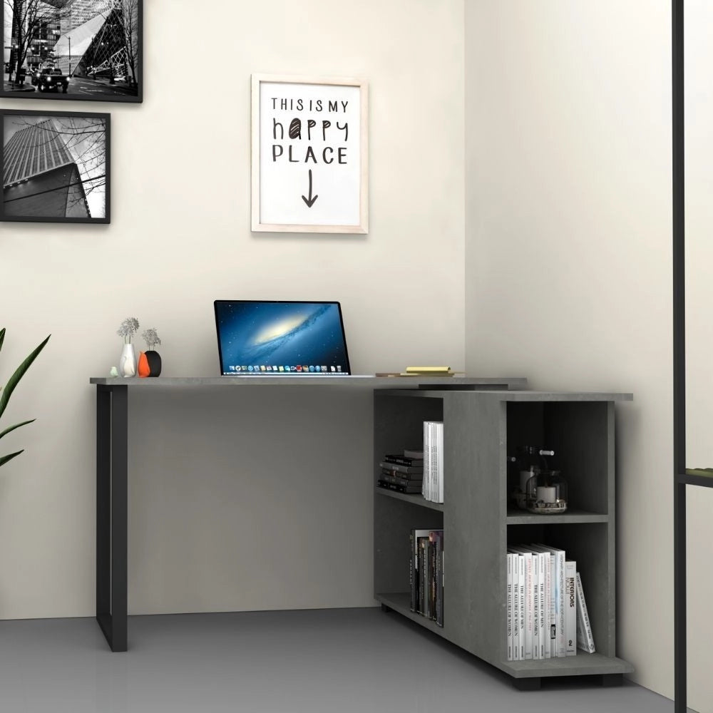 Scrivania con libreria Oslo 120x60 cm. colore cemento