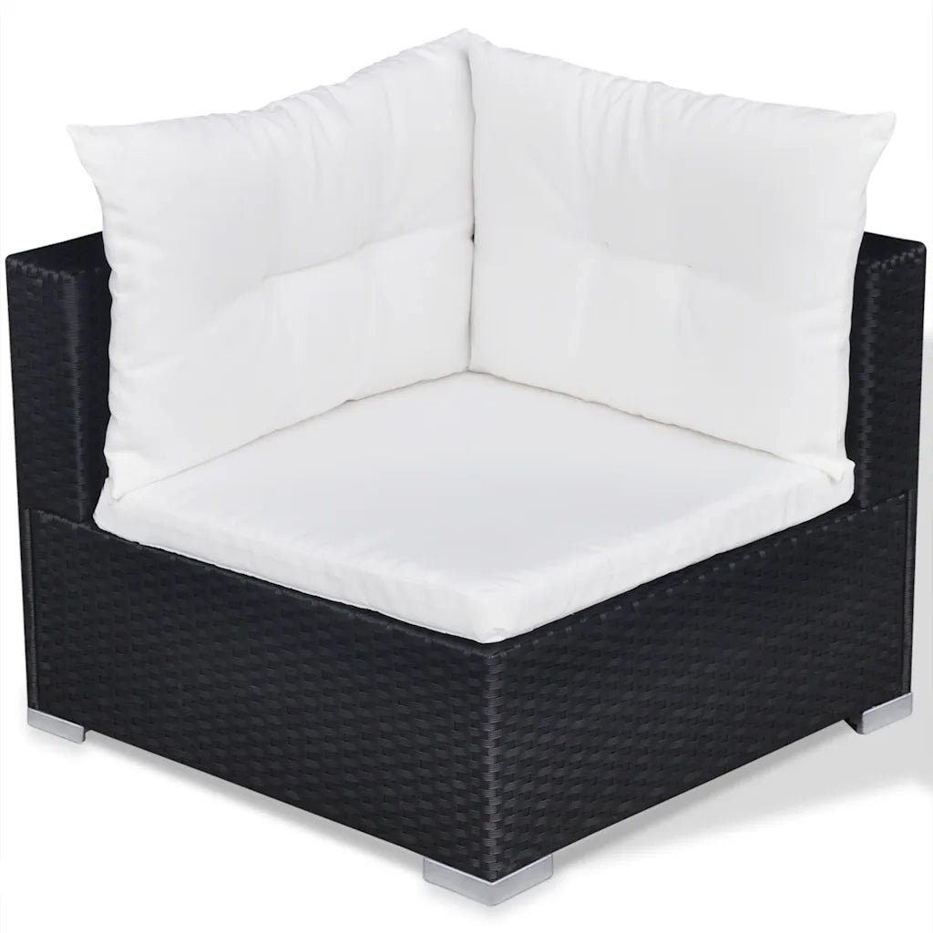 Set Divani da Giardino 10 pz con Cuscini in Polyrattan Nero cod mxl 34576