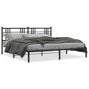 Letto matrimoniale | Letto per adulti | Giroletto con Testiera in Metallo Nero 193x203 cm
