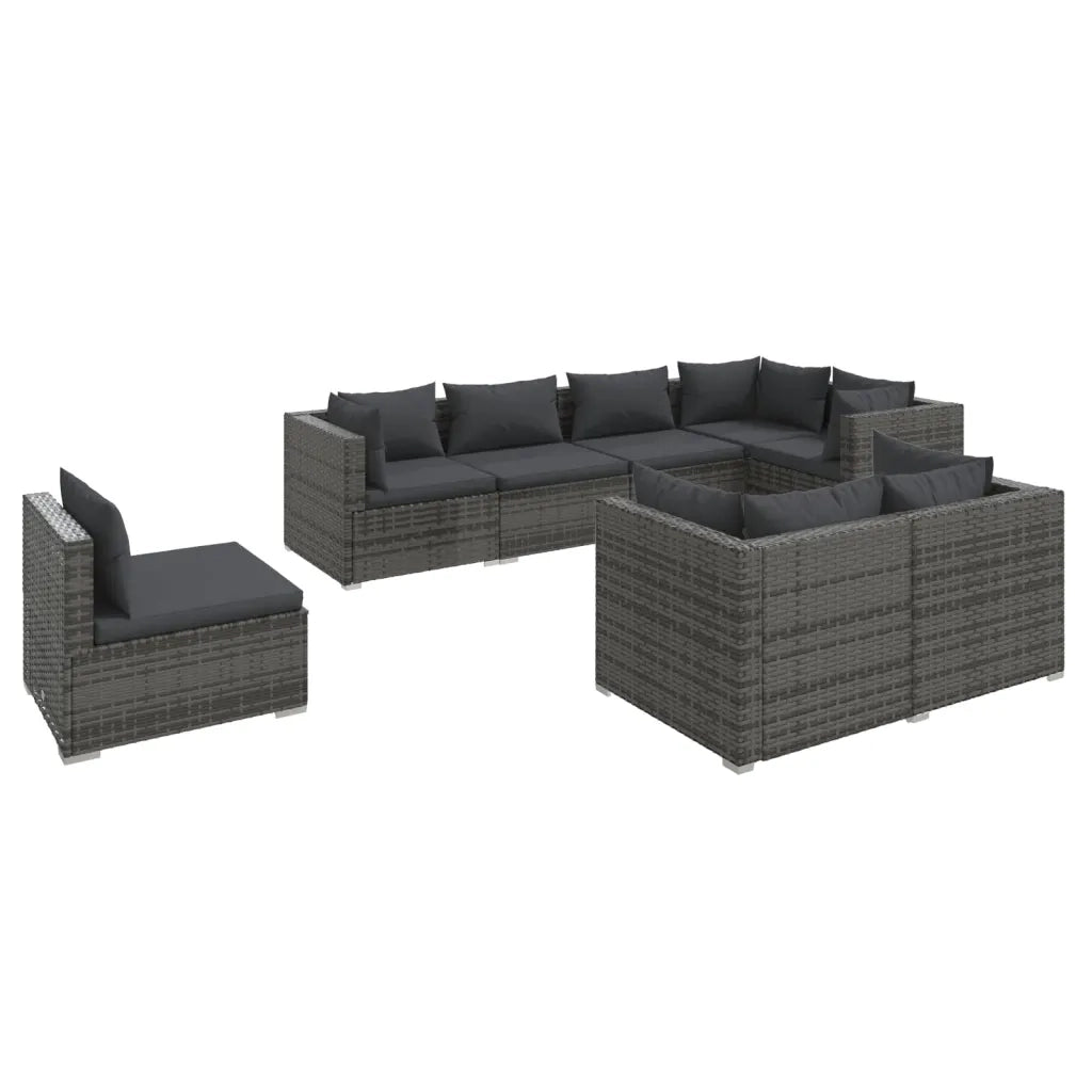 Set Divani da Giardino 8 pz con Cuscini in Polyrattan Grigio cod mxl 40488