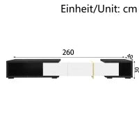 Mobile TV girevole, Lunghezza variabile, 140-260x40x30 cm, Bianco e Nero