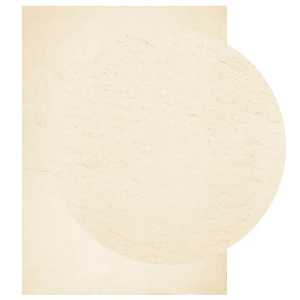 Tappeto a Pelo Corto HUARTE Morbido e Lavabile Crema 140x200 cm 375039