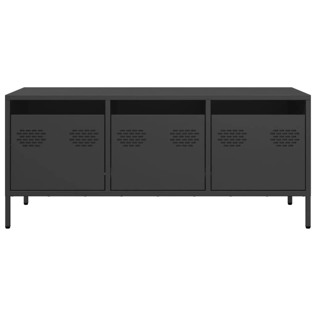 Mobile TV multimediale scaffale TV credenza mobile TV sala da pranzo soggiorno camera da letto 101,5 x 39 x 43,5 cm acciaio laminato a freddo nero 02_0025553