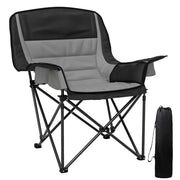 SEDIA DA CAMPEGGIO PIEGHEVOLE CON 2 PORTABICCHIERI E TASCHE LATERALI 99X71X103 CM GRIGIO E NERO