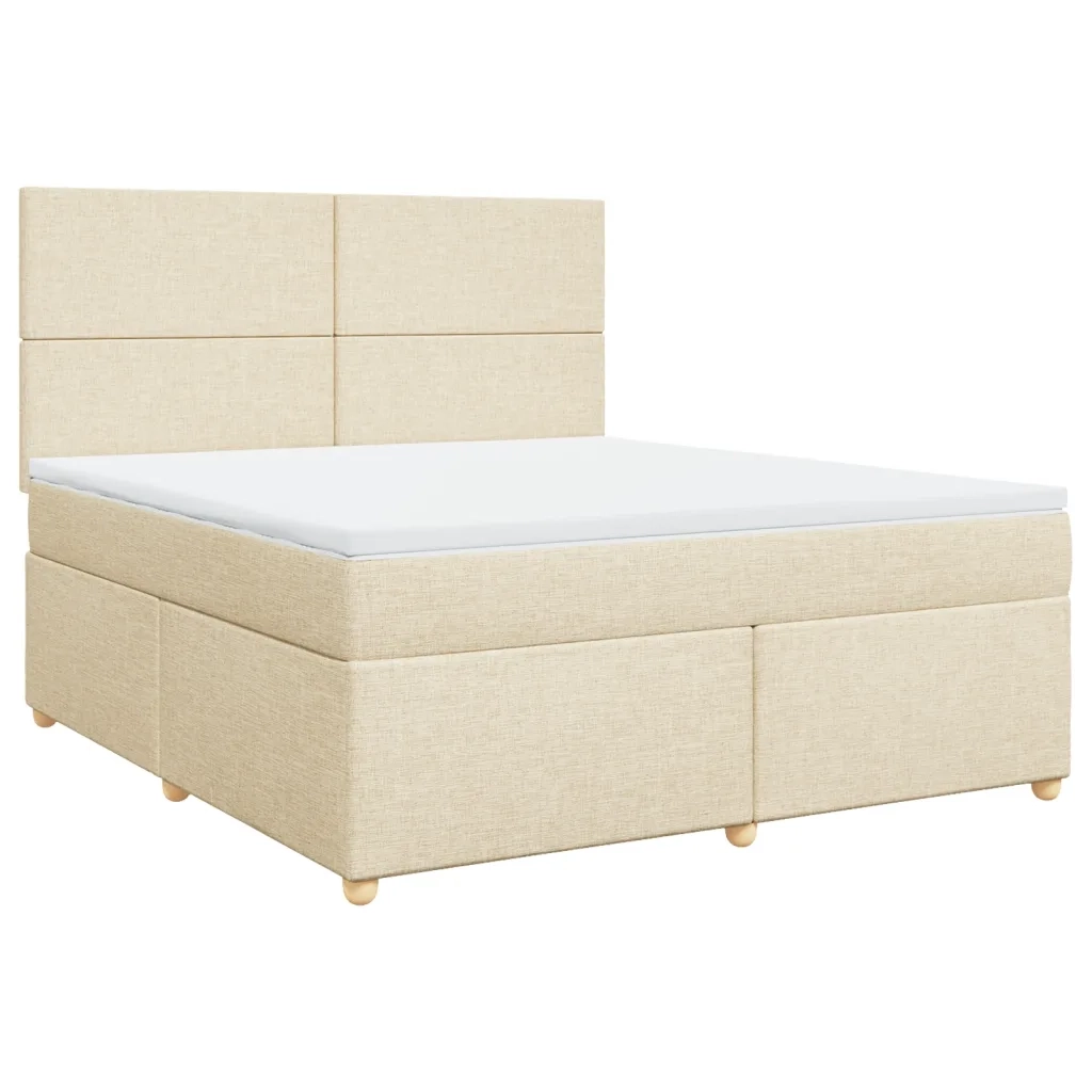 Giroletto a Molle con Materasso Crema 180x200 cm in Tessuto