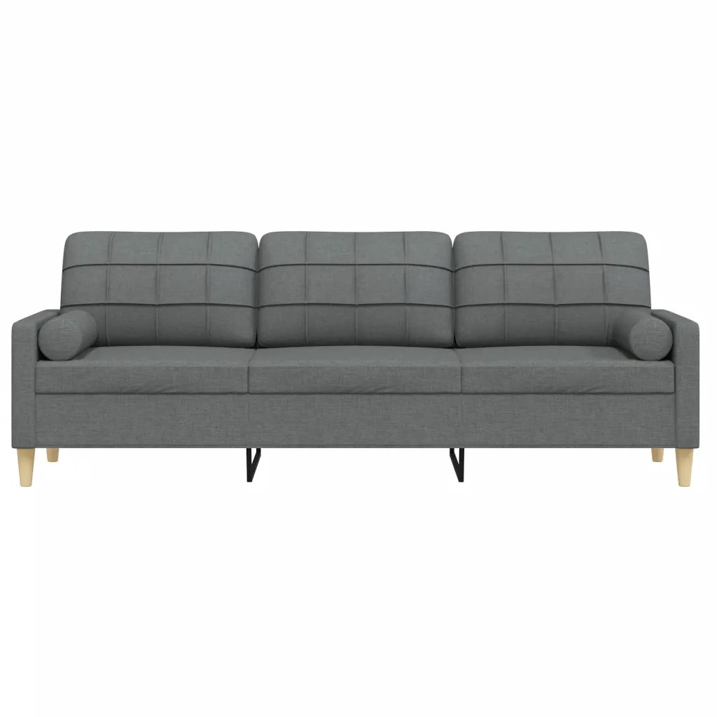 Divano a 3 Posti con Cuscini Grigio Scuro 210 cm in Tessuto 3278202