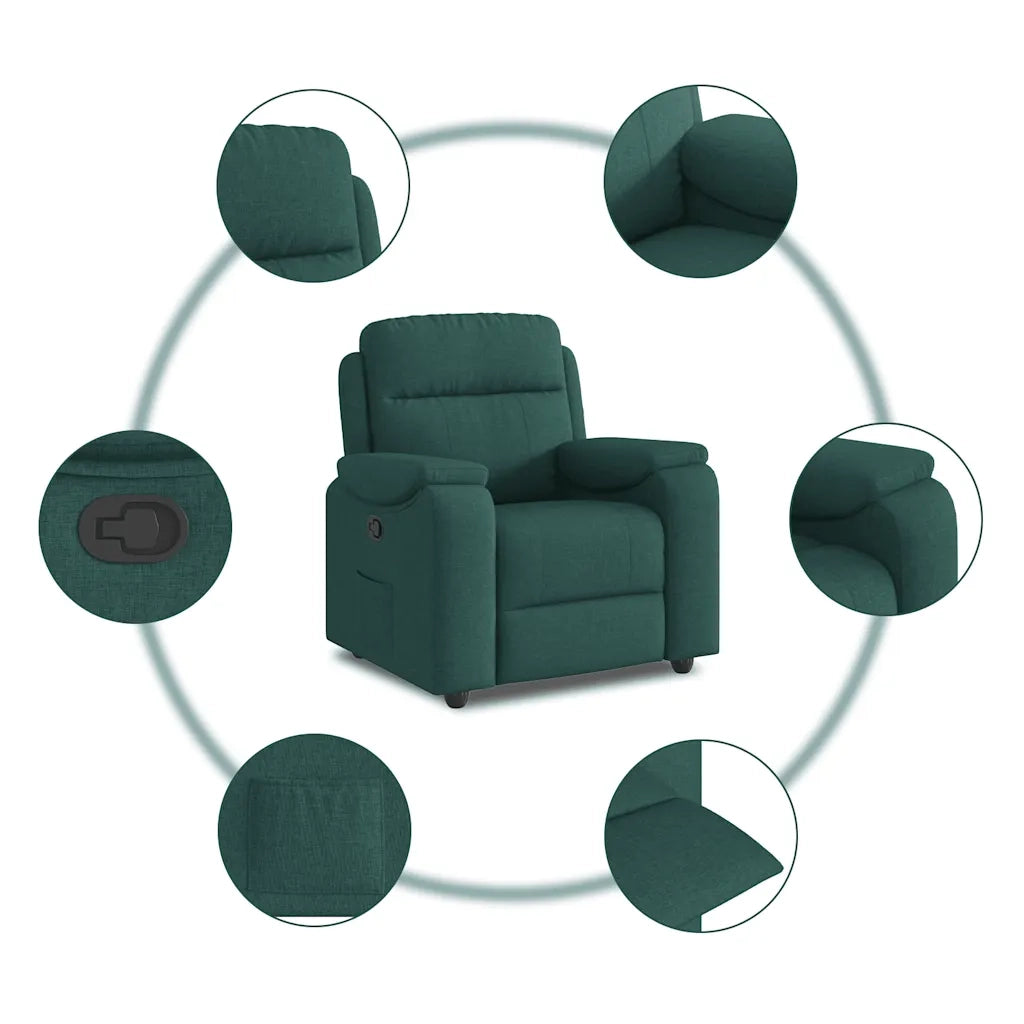 Divano Sedia-Poltrona Reclinabile in Tessuto Verde Scuro 667884