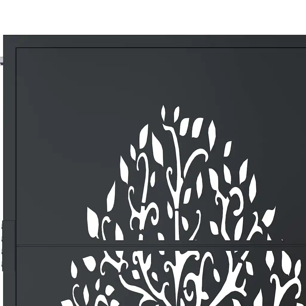 Cancello da giardino antracite 100x200 cm in acciaio con design ad albero CFW4159535