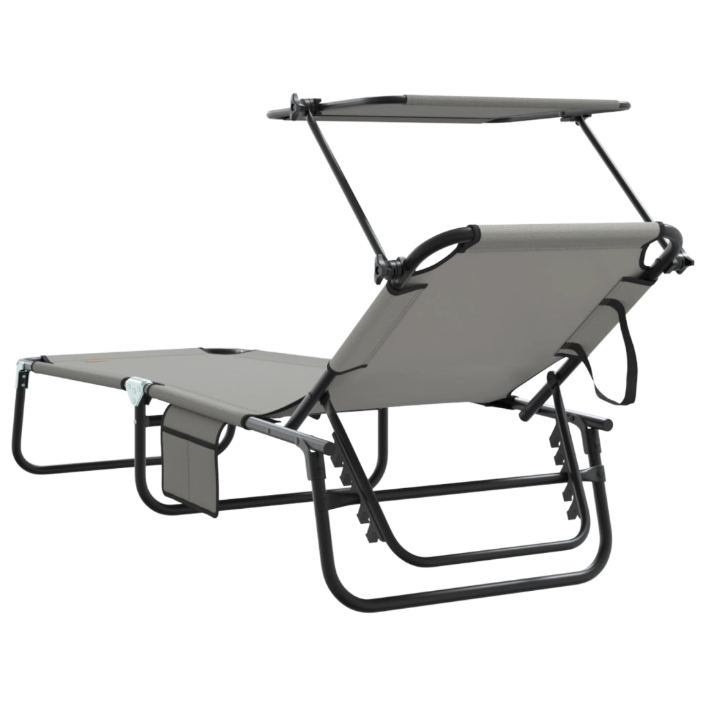 Lettini Prendisole 2 pz con tenda Grigio Tessuto Oxford 600D