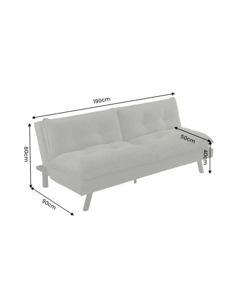 Divano letto AZENA 3 posti in tessuto a coste – Verde scuro e nero – 190 x 80 x 90 cm