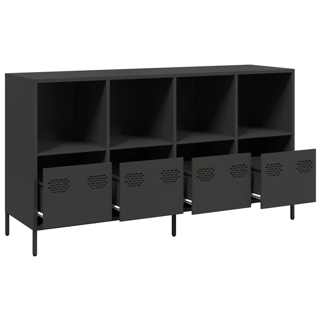 Credenza Nera 135x39x73,5 cm in Acciaio Laminato a Freddo 3307161