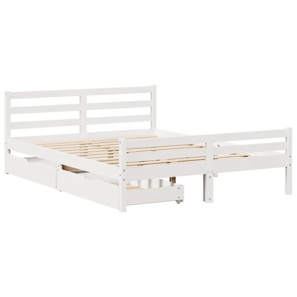 Letto senza Materasso-Struttura Letto Bianco 140x200 cm Legno Massello di Pino 546827
