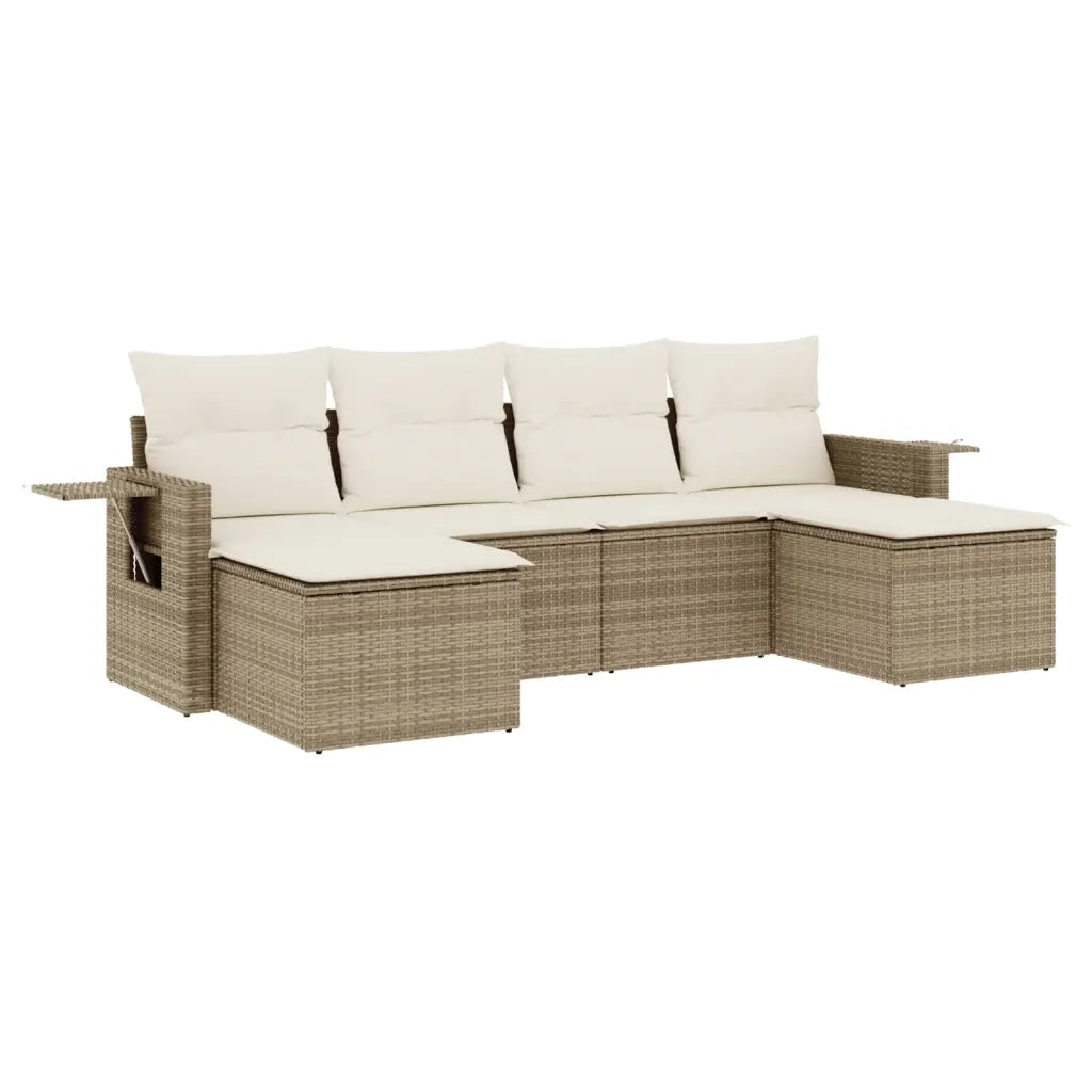 Set Divano da Giardino 6 pz con Cuscini Beige in Polyrattan 3220517