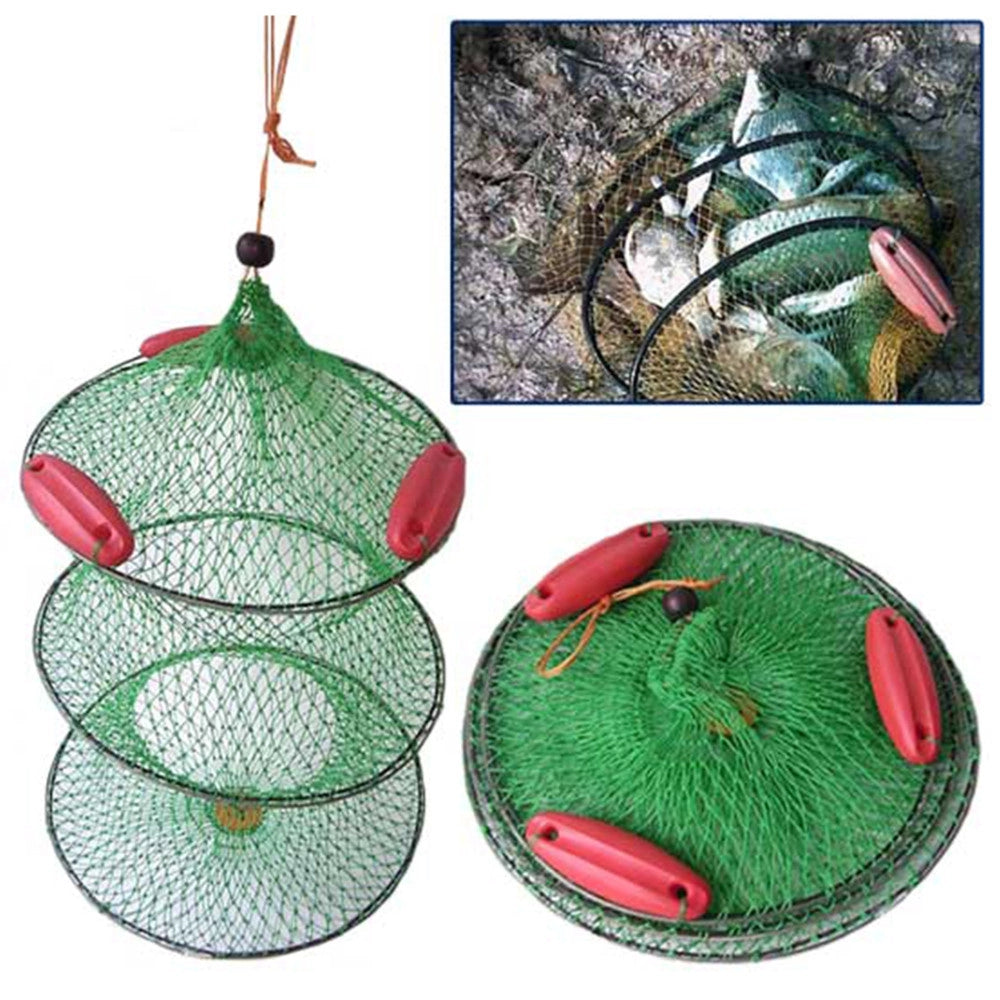 Trade Shop - Rete Nassa Pescatore Retino Porta Pesci Pescato Per La Pesca Con 3 Galleggianti -