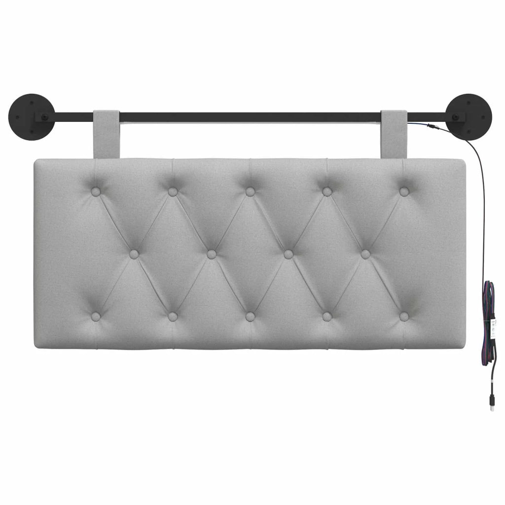 Testiera sospesa Con luce LED Grigio Nuvola Tessuto