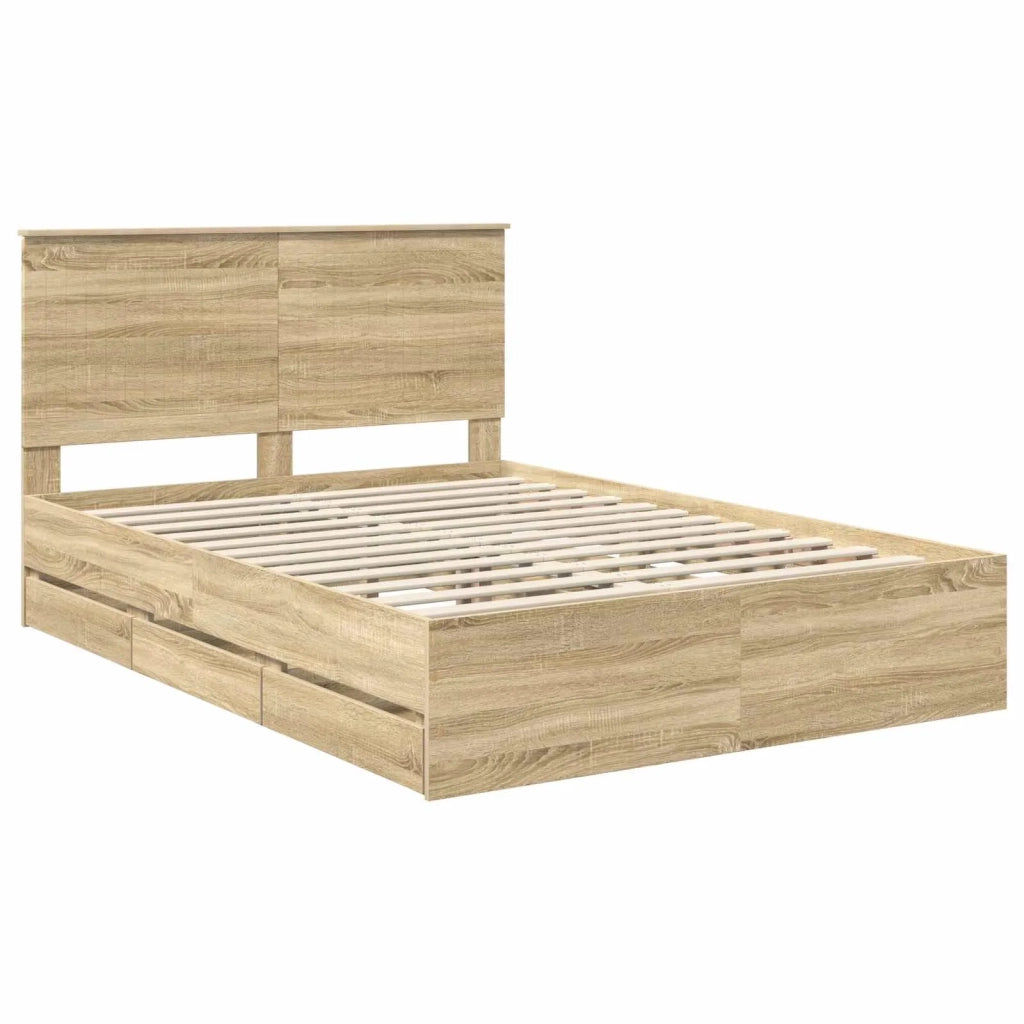 Struttura del letto con cassetto Rovere Sonoma 140 x 200 cm 3411112