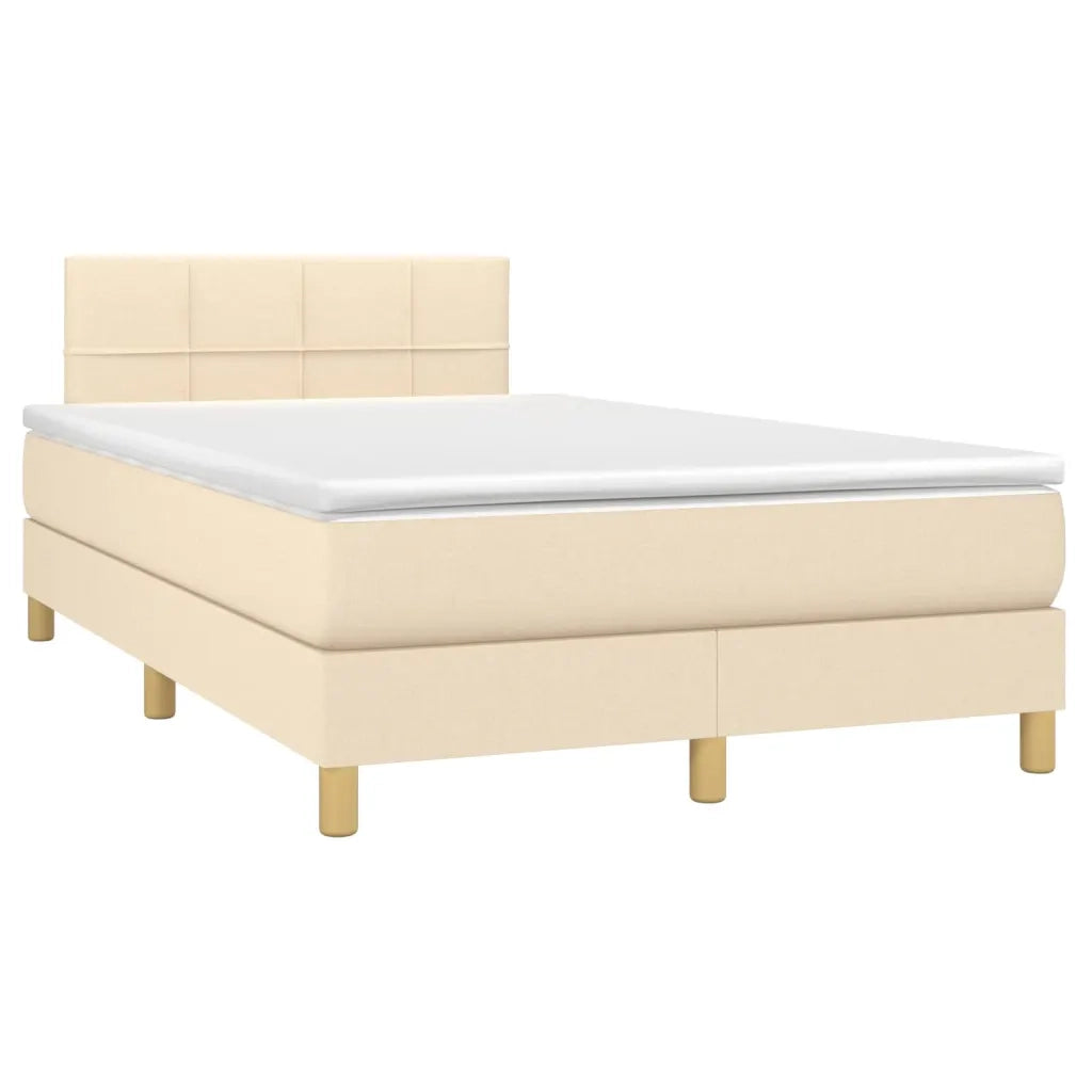 Letto a Molle con Materasso e LED Crema 120x200cm in Tessuto cod mxl 64598