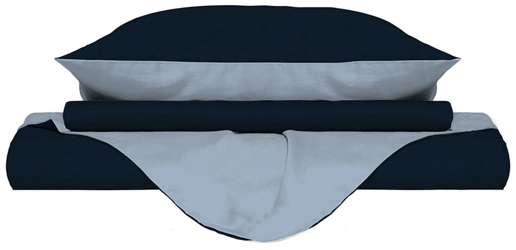 Copripiumino Matrimoniale con Sacco e Federe Doubleface Blu Scuro/Azzurro