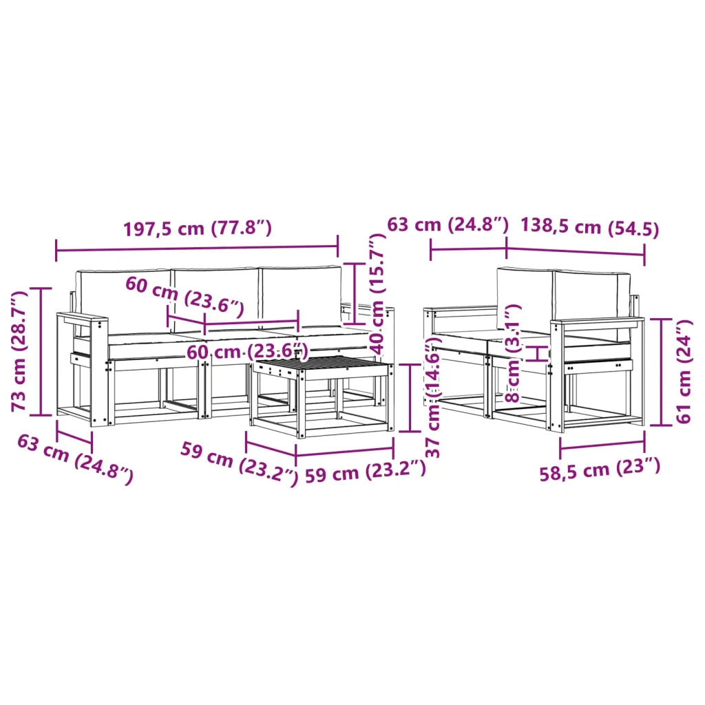 Set di divani da esterno 6 pz 3387251