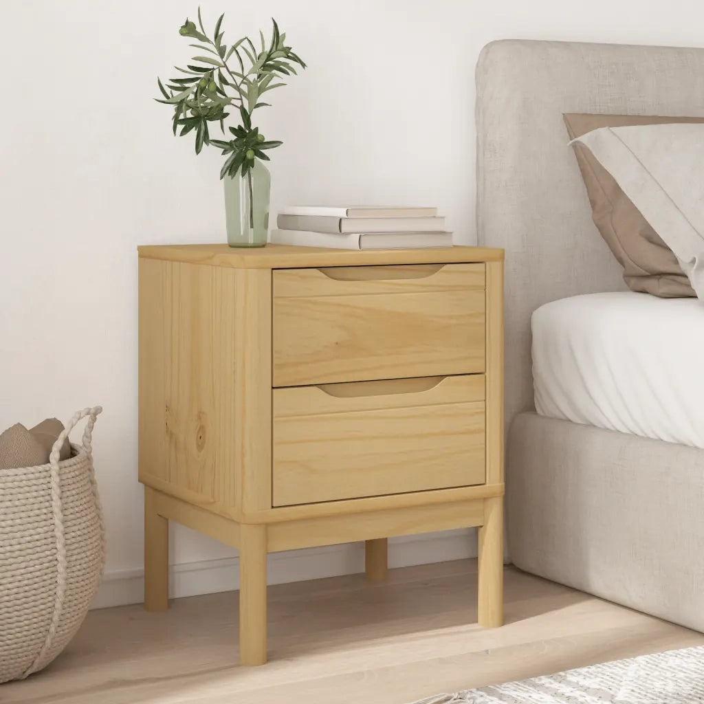 Comodino | Armadio da Notte | Mobiletto da notte FLORO Marrone Cera 45x39x57 cm Legno di Pino
