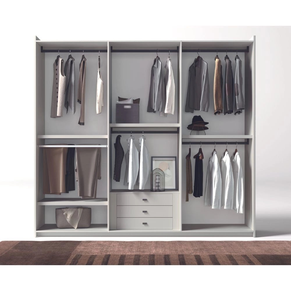 Armadio 6 ante battenti bianco portland e maniglie nero opaco Coco 276x60,3x250h